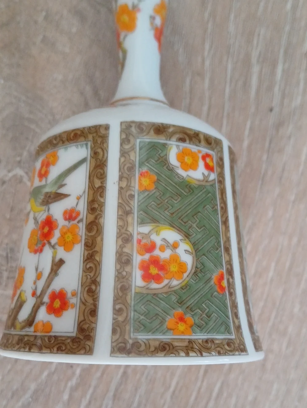 Vintage Imari Bell Japanese Porcelain Hand Painted Blossoms & Birds 6